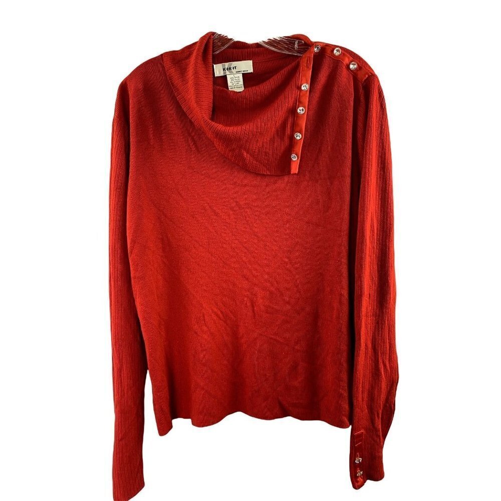 Women's Kikit  Red Long Sleeve Turtleneck Top